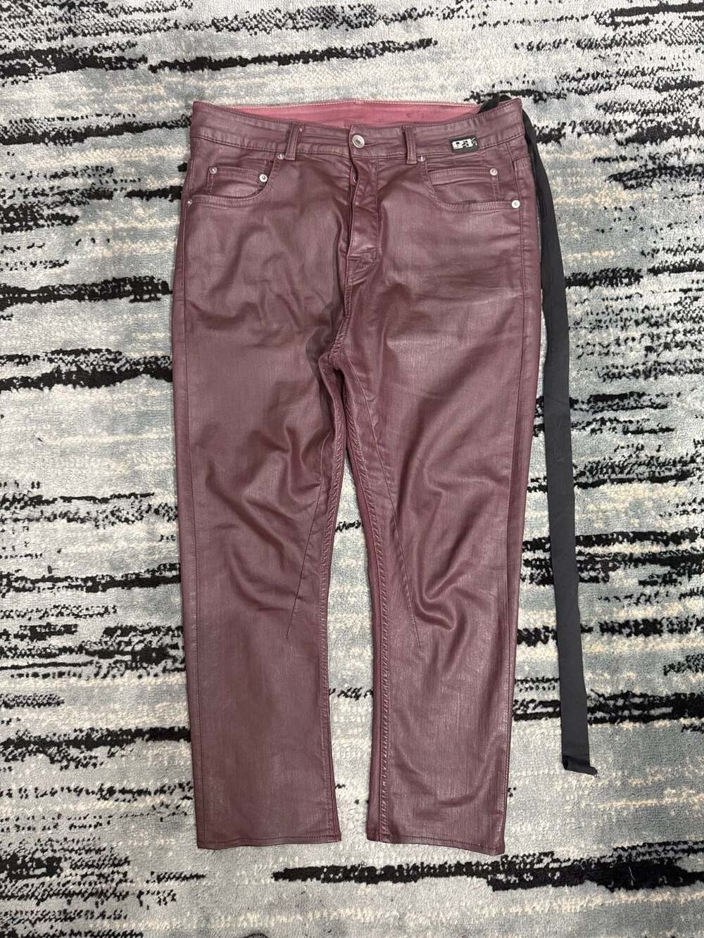 Rick Owens Waxed Denim Pants 
Detroit cuts
